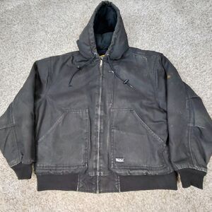 Vintage Walls Workwear Jacket Mens Large Black Canvas Full Zip Hooded